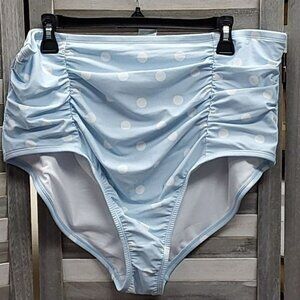 Polka Dot Ruched Extra High Waist Medium Coverage Bikini Bottom | Kona Sol | 1X